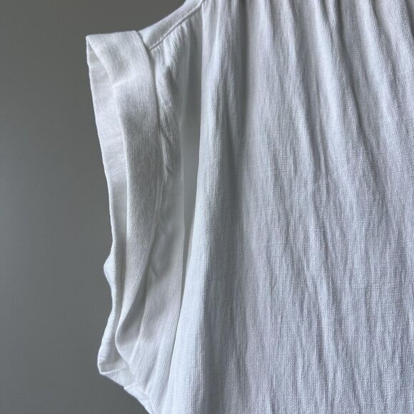 HYFVE Shirt Dress Womens Medium White Button Front Cap Sleeve Crinkle HF23F423 - Picture 6 of 11